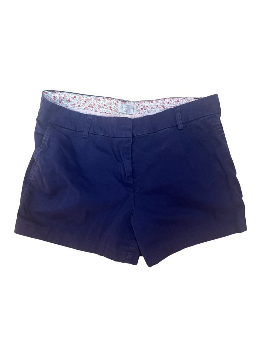 Cambridge Dry Goods Womens Shorts Size 10 Navy Blue Floral-Trimmed Casual Basic